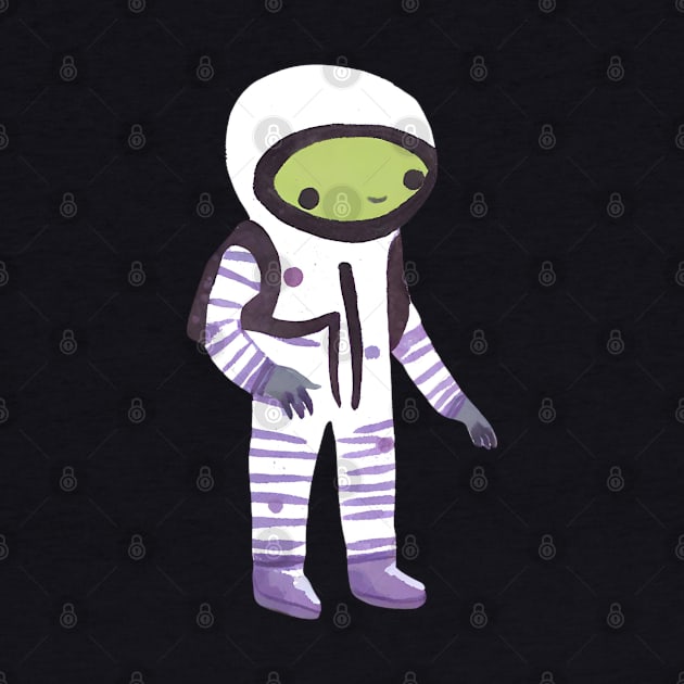 Cute Watercolor Alien Astronaut by FarmOfCuties